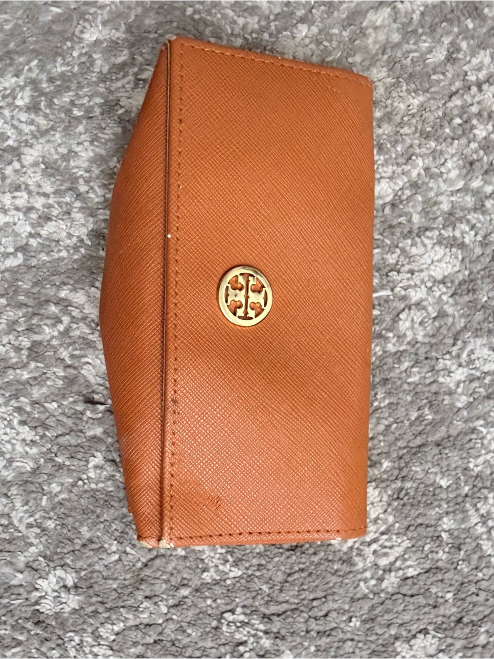 Tory Burch Orange Saffiano Leather Eyewear Case with Gold Logo
